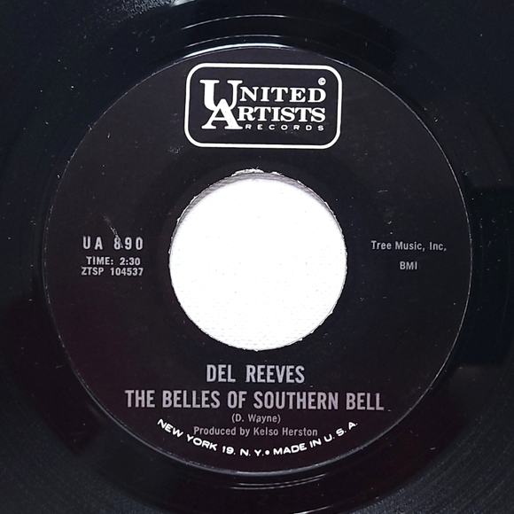 Del Reeves Vinyl 45 The Belles Of Southern Bell / Nothing To Write Home About EX - Picture 1 of 2